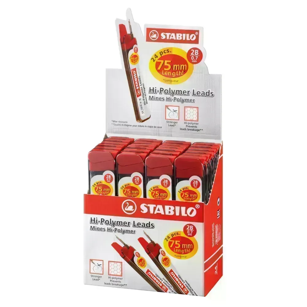 Minas para Portaminas, 2B, 0.7 mm, 24 Tubos x 24 pzas. Caja x 24