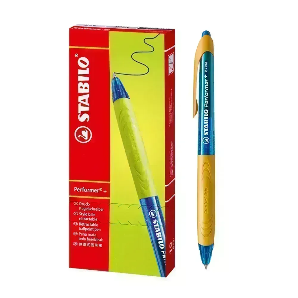 Bolígrafo Retractil, Performer+ Grip, Punta Fina 0.38 mm, Tinta Azul, Cuerpo Naranja, Caja x 10 Unds. 