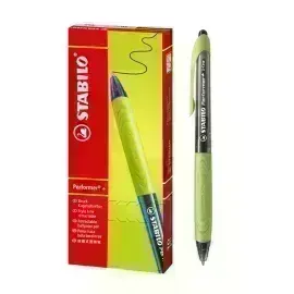 Bolígrafo Retractil, Performer+ Grip, Punta Fina 0.38 mm, Tinta Negra, Cuerpo Verde, Caja x 10 Unds. 