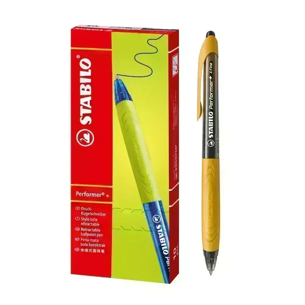 Bolígrafo Retractil, Performer+ Grip, Punta Fina 0.38 mm, Tinta Negra, Cuerpo Naranja, Caja x 10 Unds. 