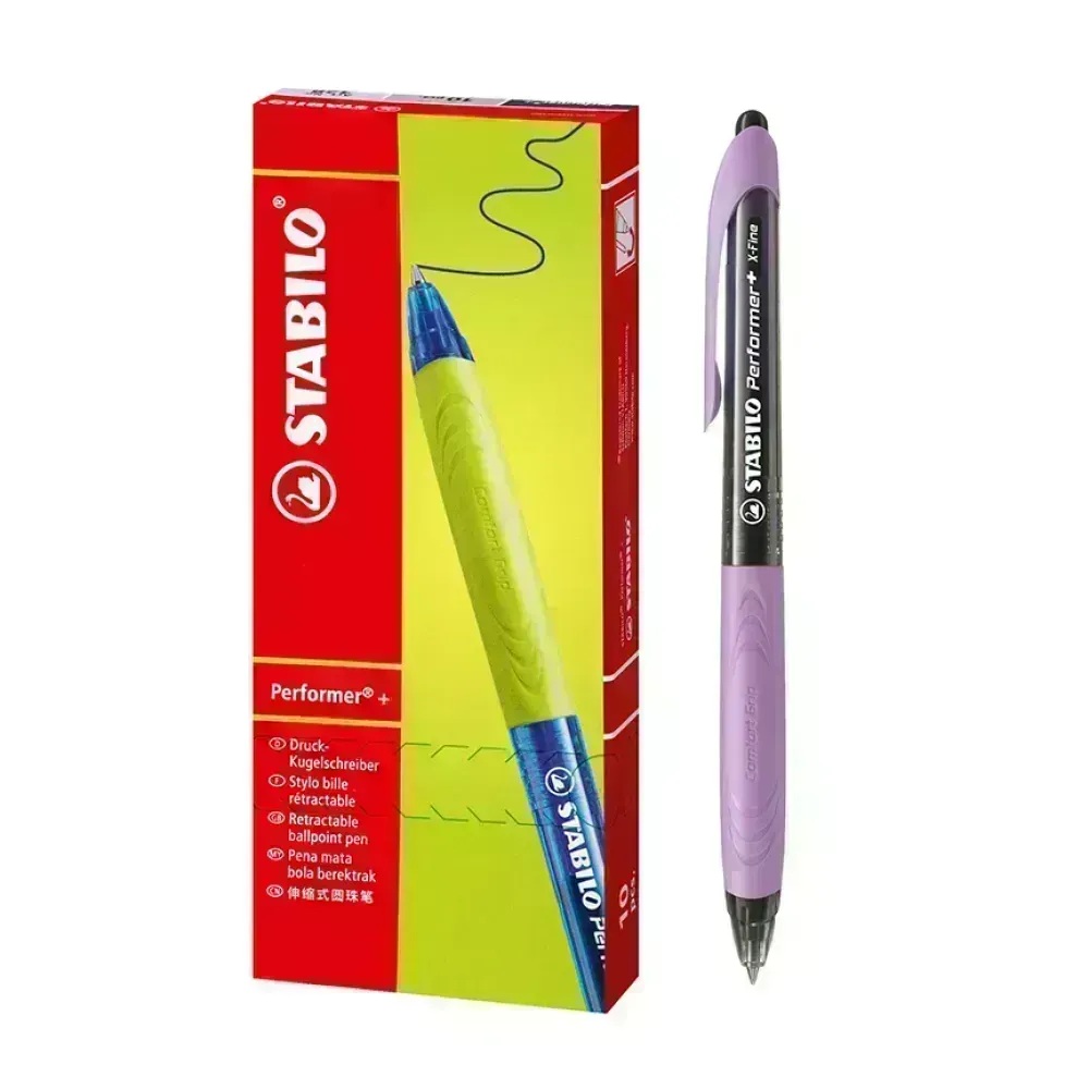 Bolígrafo Retractil, Performer+ Grip, Punta Fina 0.38 mm, Tinta Negra, Cuerpo Morado, Caja x 10 Unds. 