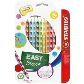 Lápices de Color, Largos, Easy Colors Ergonómicos, (para Zurdos), Cuerpo Triangular, Mina 4.2 mm, Estuche x 12 Colores. 