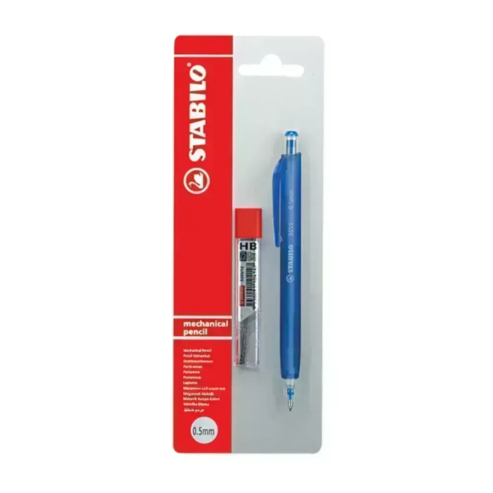Portaminas, 3555, 0.5 mm, Blister x 1 Und + Tubo x 12 Minas HB + Borrador.  