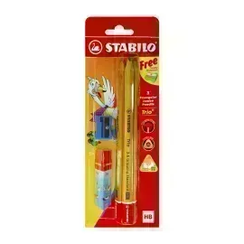 Lápices de Grafito, Trio Jumbo, HB, Barniz Madera, Cuerpo Triangular, Mina 4.2 mm + Sacapuntas + Borrador, Blister x 3 Unds.