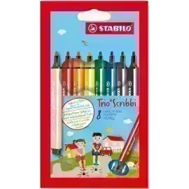 Marcador, Trio Scribbi, Punta 1.5 - 2.0 mm, Estuche x 8 Unds. Colores Surtidos