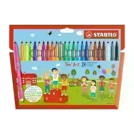 Marcador, Trio A-Z, Punta F (0.7 mm). Estuche x 24 Unds. 24 Colores Surtidos