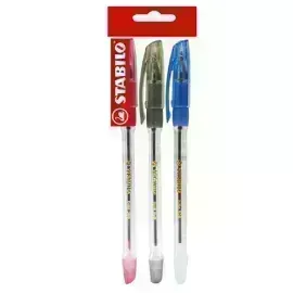 Bolígrafo, Bille 508, Punta Media 0.45 mm, Pack x 3 Unds. Azul, Negro, Rojo