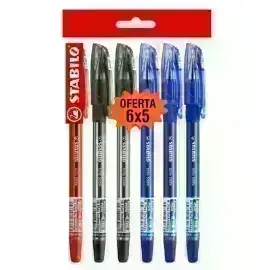 Bolígrafo, Bille Hi-Flux 508NF, Punta Aguja 0.38 mm, Pack x 6 Unds., 3x Azul, 2x Negro, 1x Rojo