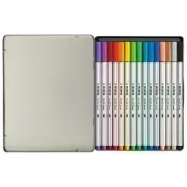 Marcador, Pen 68 Brush, Punta Pincel Flexible, Caja Metal x 15 Unds. 15 Colores Surtidos