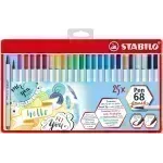 Marcador, Pen 68 Brush, Punta Pincel Flexible, Caja Metal x 25 Unds. 25 Colores Surtidos