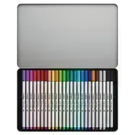 Marcador, Pen 68 Brush, Punta Pincel Flexible, Caja Metal x 25 Unds. 25 Colores Surtidos