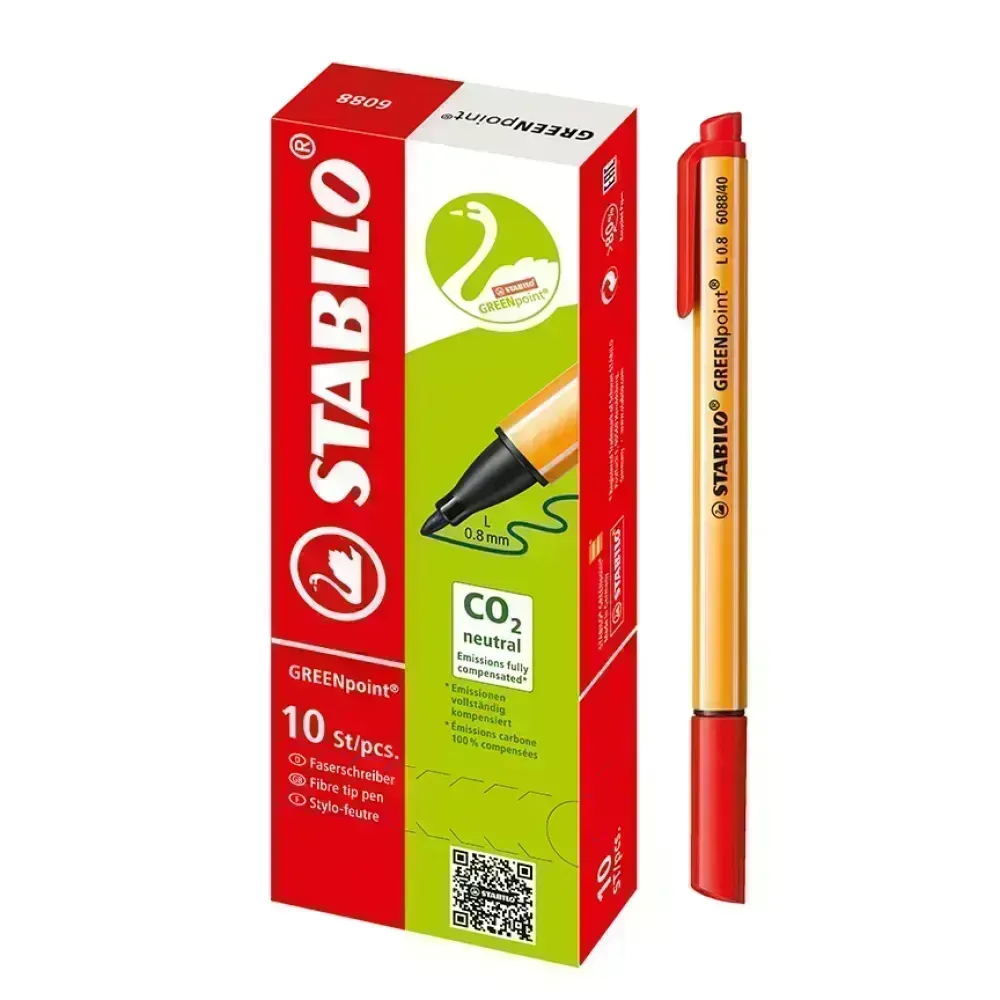 Rotulador, Green Point, Punta 0.8 mm, Rojo, Caja x 10 Unds.