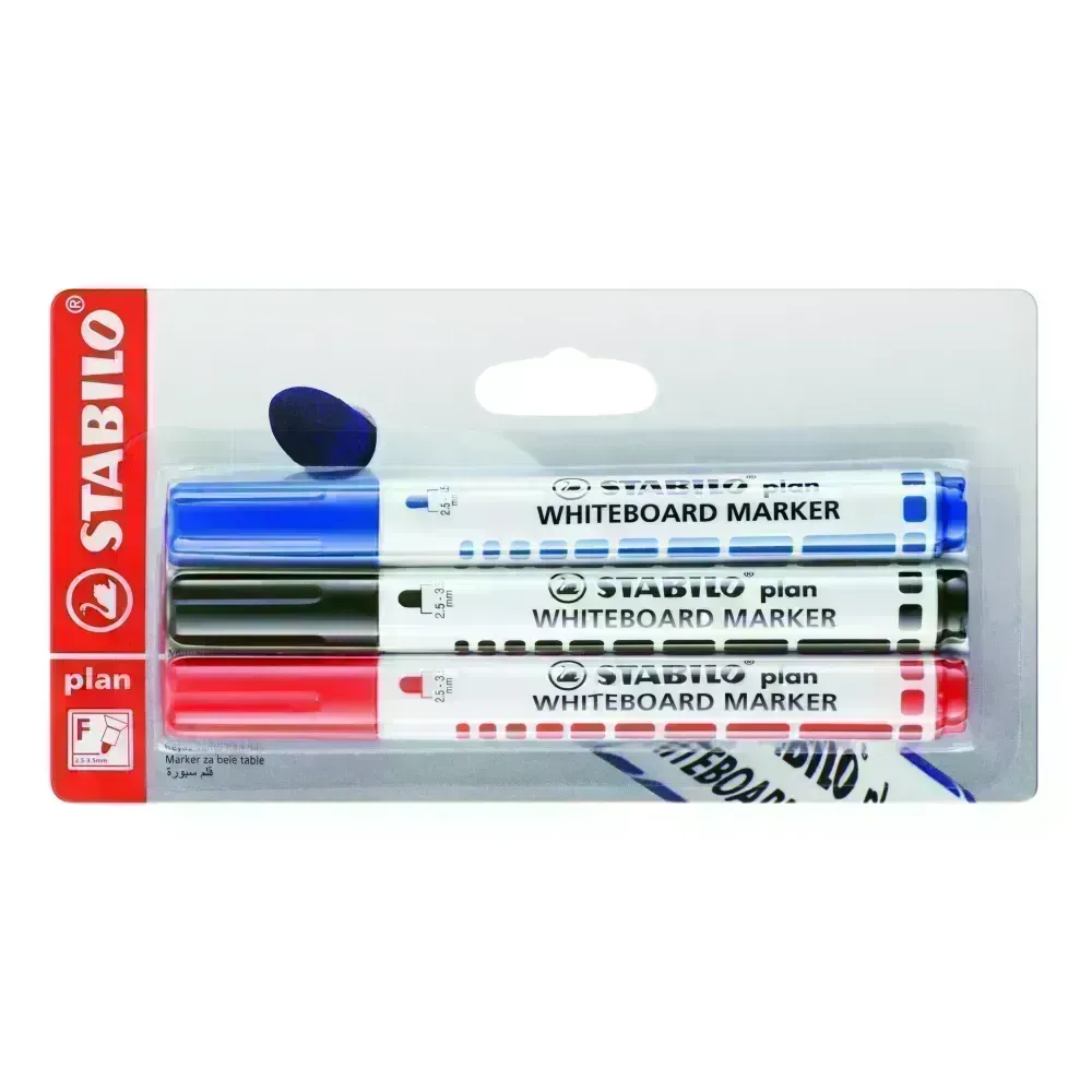 Marc. Pizarra, Plan, Punta Redonda 2.5-3.5 mm, Pack x 3 Unds. Azul, Negro, Rojo