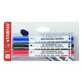 Marc. Pizarra, Plan, Punta Redonda 2.5-3.5 mm, Pack x 3 Unds. Azul, Negro, Rojo