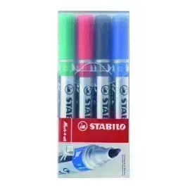 Marc. Permanente, Mark-4-all, Punta Biselada, 1.0-4.0 mm, Estuche x 4 Unds. Azul, Negro, Rojo, Verde