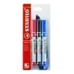 Marc. Permanente, Mark-4-all, Punta Biselada, 1.0-4.0 mm, Blister x 3 Unds. Azul, Negro, Rojo
