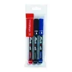 Marc. Permanente, Mark-4-all, Punta Biselada, 1.0-4.0 mm, Pack x 3 Unds. Azul, Negro, Rojo