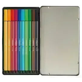 Marcador, Pen 68, Punta 1.0 mm, Caja Metal x 10 Unds. 10 Colores Surtidos