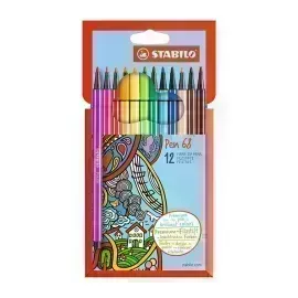 Marcador, Pen 68, Punta 1.0 mm, Estuche x 12 Unds. 12 Colores Surtidos