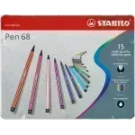 Marcador, Pen 68, Punta 1.0 mm, Caja Metal x 15 Unds. 15 Colores Surtidos