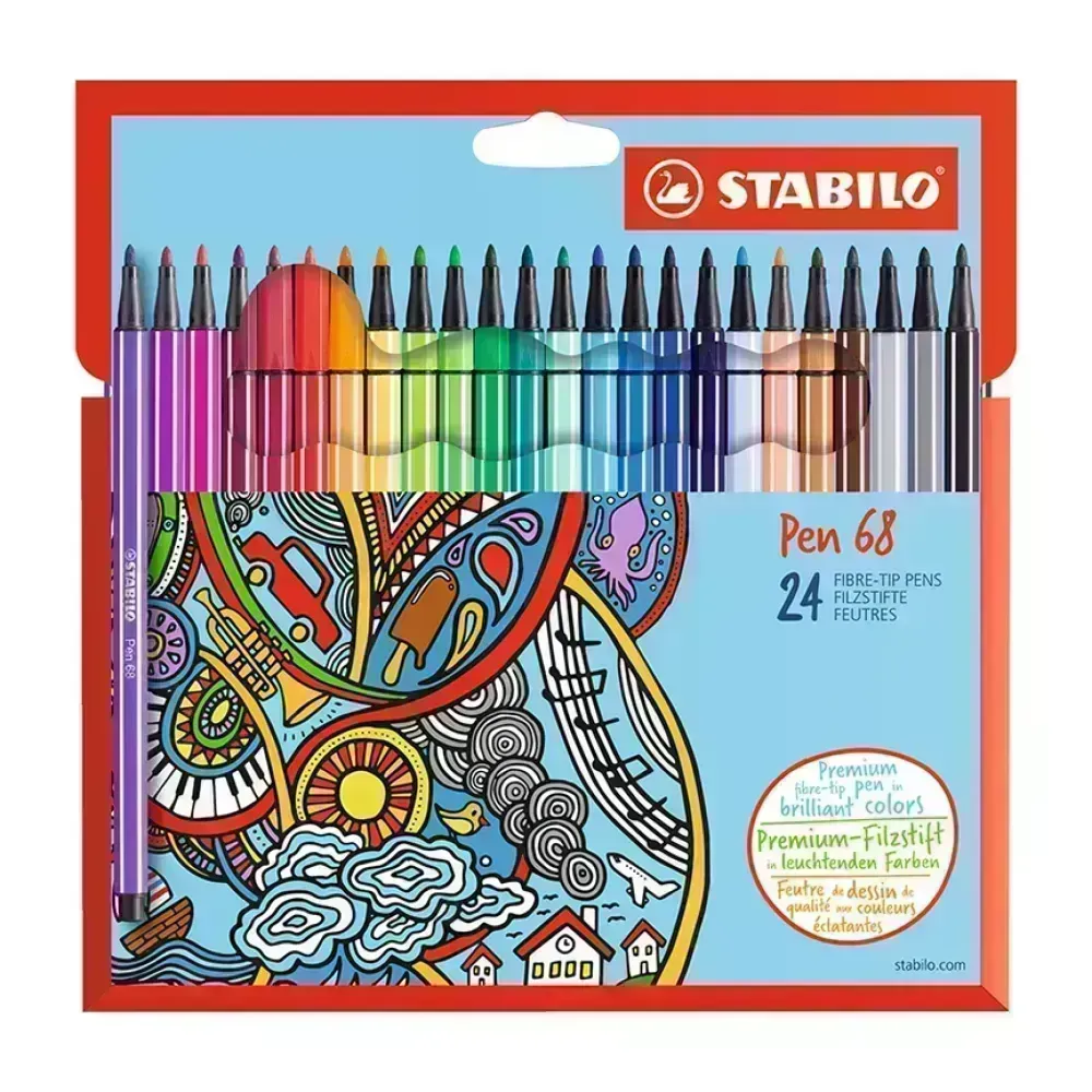 Marcador, Pen 68, Punta 1.0 mm, Estuche x 24 Unds. 24 Colores Surtidos