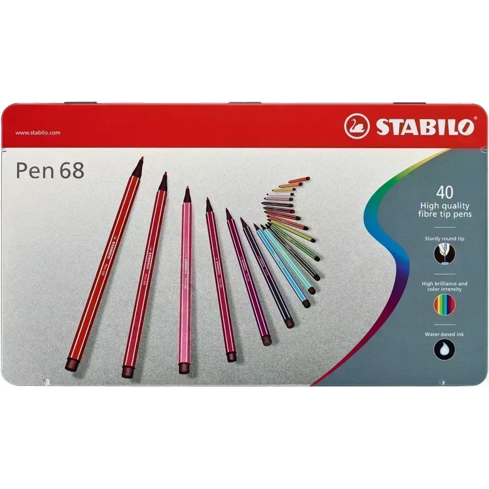 Marcador, Pen 68, Punta 1.0 mm, Caja Met x 40 Unds. 40 Colores Surtidos