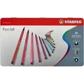 Marcador, Pen 68, Punta 1.0 mm, Caja Met x 40 Unds. 40 Colores Surtidos