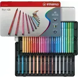 Marcador, Pen 68, Punta 1.0 mm, Caja Met x 40 Unds. 40 Colores Surtidos