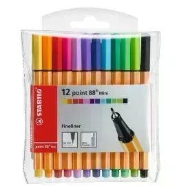 Micropunta/Felpa, Point 88 Mini, Punta Fina 0.4 mm, Estuche x 12. 12 Colores Surtidos