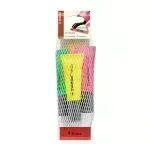 Resaltador, Neon, Punta Biselada 2.0-5.0 mm, Colores Fluo, Estuche x 4 Unds. Colores Surtidos