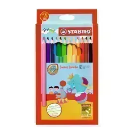 Lápices de Color, Largos, Swans Jumbo, Cuerpo Hexagonal, Mina 5.0 mm, Estuche x 12 Colores. 