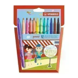 Marcador, Power, Punta M (2.0 mm). Estuche x 12 Unds. 12 Colores Surtidos