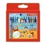 Crayones de Cera, Yippy Wax, Cuerpo Circular, 7 mm, en Caja Cartón x 24 Unds. 24 Colores Surtidos.