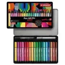 Marcador, Pen 68 Max, Punta 1.0 - 5.0 mm, Caja Metal ARTY x 20 Unds. Colores Surtidos