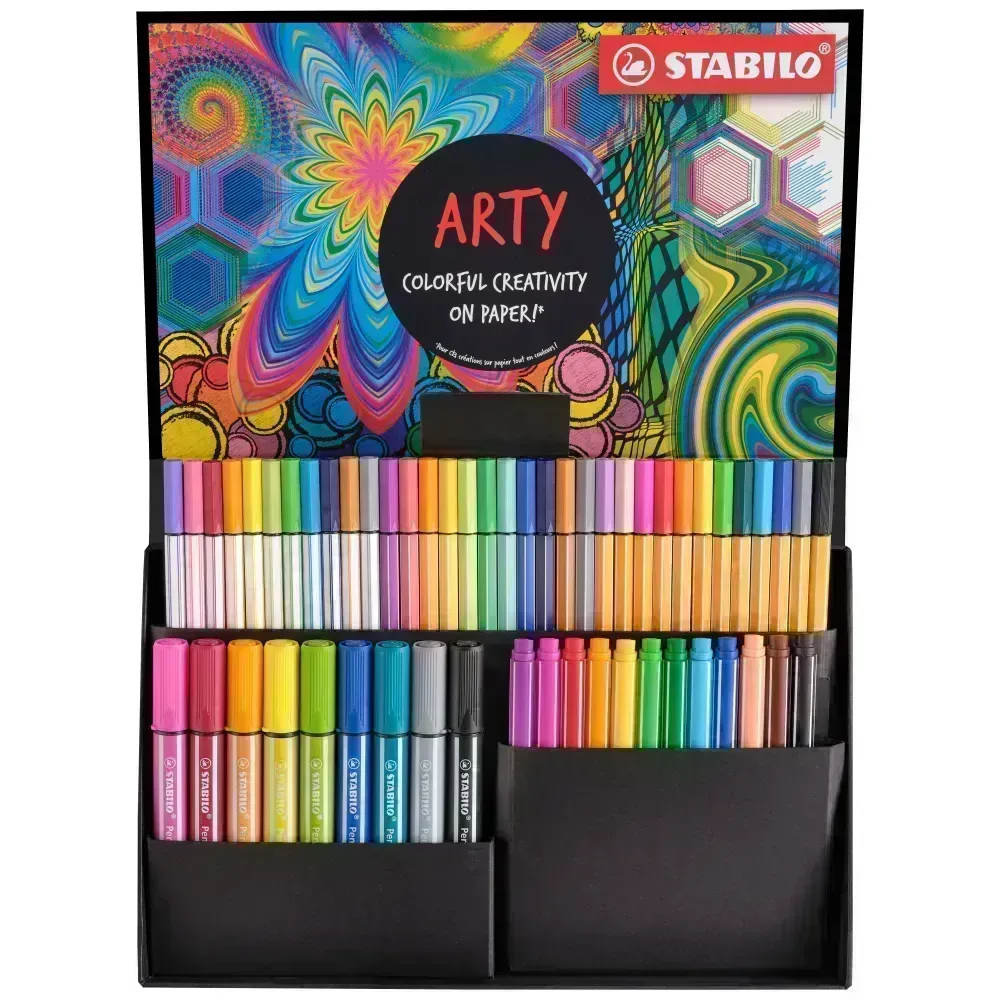Set Estuche ARTY Creativo - 55 pcs., Pen 68 Max x 9 Und + Point Max x 12 Und + Pen 68 Brush x 11 Und + Pen 68 x 11 Und. + Point 88 x 12 Und., Set. 
