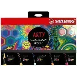 Set Estuche ARTY Creativo - 55 pcs., Pen 68 Max x 9 Und + Point Max x 12 Und + Pen 68 Brush x 11 Und + Pen 68 x 11 Und. + Point 88 x 12 Und., Set. 