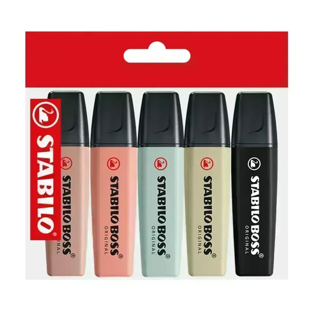 Resaltador, Boss, Punta Biselada 2.0-5.0 mm, Colores de Naturaleza, Pack x 5 Unds. Col. Surtidos