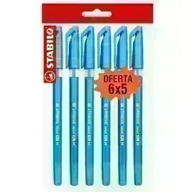 Bolígrafo, Excel 828, Punta Fina 0.38 mm, cuerpo opaco, Azul, Pack x 6 Unds.
