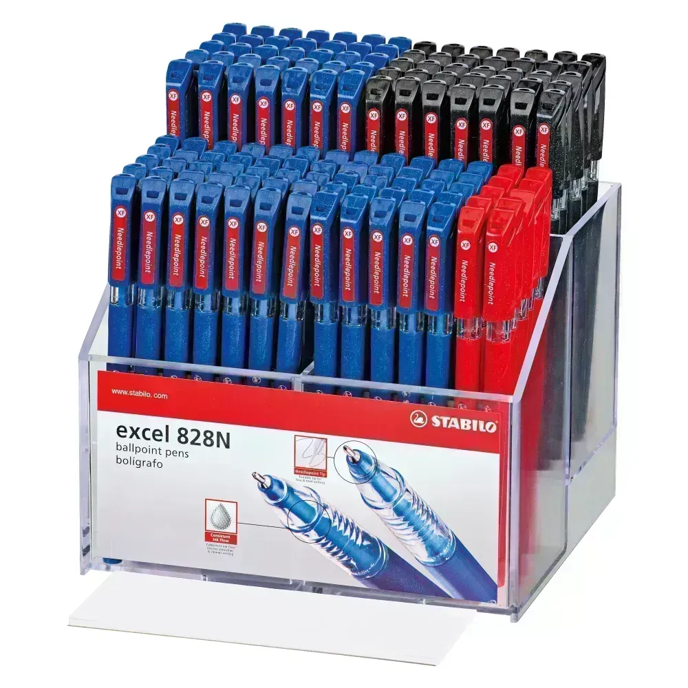 Bolígrafo, Excel 828NXF, Punta Aguja 0.35 mm, cuerpo opaco, Exh x 180 Unds, Colores Surtidos