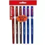Bolígrafo, Excel 828NF, Punta Aguja 0.38 mm, cuerpo opaco, Pack x 6 Unds. 3x Azul, 2x Negro, 1x Rojo