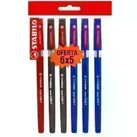 Bolígrafo, Excel 828NF, Punta Aguja 0.38 mm, cuerpo opaco, Pack x 6 Unds. 3x Azul, 2x Negro, 1x Rojo