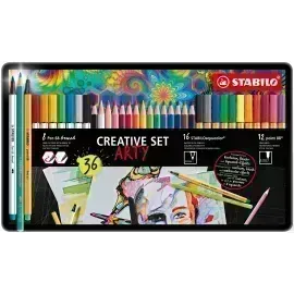 Creative Set ARTY Art, Aquacolor (16 pcs) + Point 88 (12 pcs) + Pen 68 Brush (8 pcs), Set x 36 Unds.