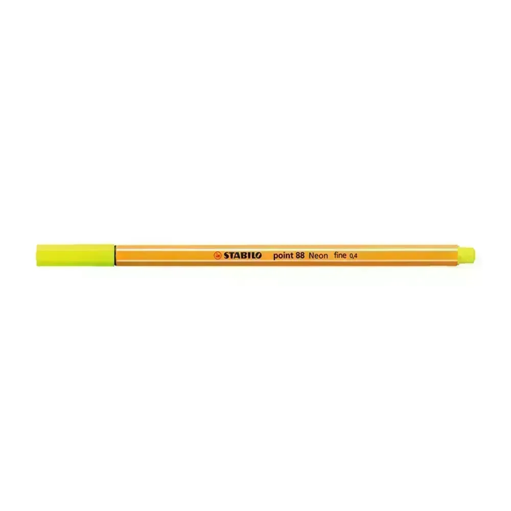 Micropunta/Felpa, Point 88, Punta Fina 0.4 mm, Amarillo Neón, Unidad