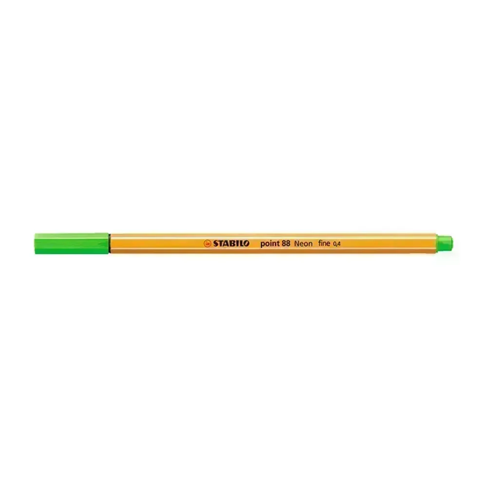 Micropunta/Felpa, Point 88, Punta Fina  0.4 mm, Verde Neón, Unidad