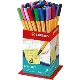 Micropunta/Felpa, Point 88, Punta Fina  0.4 mm, Exhibidor x 60 Unds, 12 Colores Surtidos