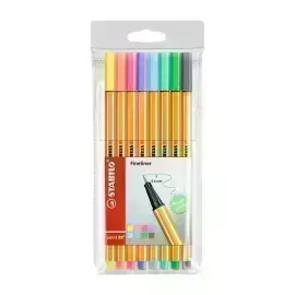 Micropunta/Felpa, Point 88, Punta Fina  0.4 mm, Estuche x 8 Unds. 8 Colores Pastel Surtidos