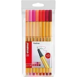 Micropunta/Felpa, Point 88, Punta Fina  0.4 mm, Estuche x 8 Unds. 8 Colores Rojo Surtidos