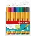 Micropunta/Felpa, Point 88, Punta Fina  0.4 mm, Estuche x 18 Unds. 18 Colores Surtidos