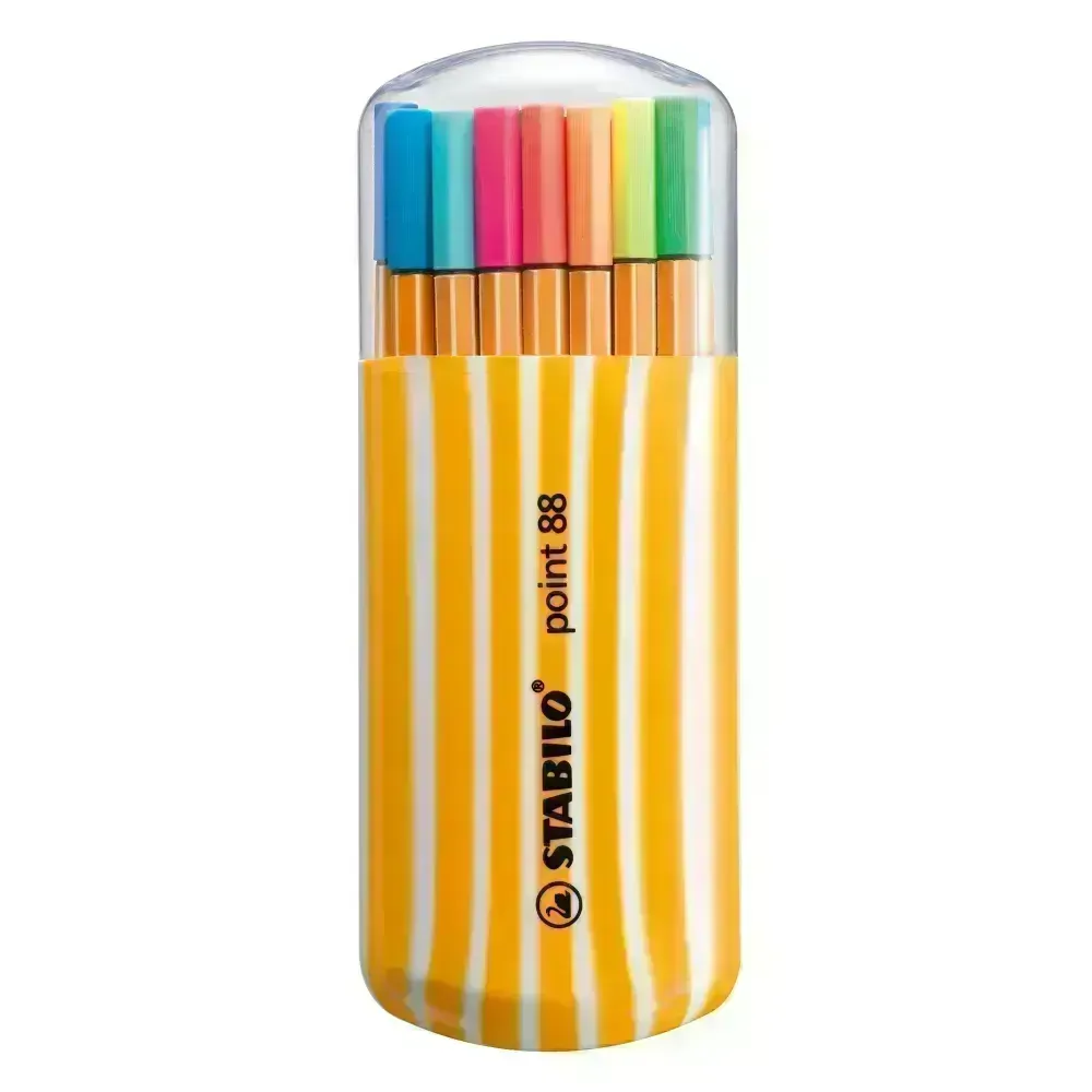 Micropunta/Felpa, Point 88, Punta Fina  0.4 mm, Estuche x 20. 20 Colores Surtidos
