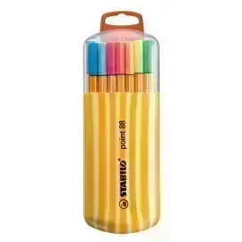 Micropunta/Felpa, Point 88, Punta Fina  0.4 mm, Estuche x 20. 20 Colores Surtidos